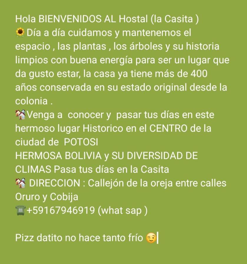 Casa De Huespedes Maria Victoria Hotell Potosí Eksteriør bilde
